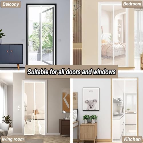 Moustiquaire de porte magnétique blanche contre insectes pour balcon - 8