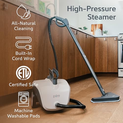 Image of Pure Enrichment PureClean XL Rolling Steam Cleaner - Professional 1.5L Multi-Purpose Heavy Duty Steamer, 17 Accessories, Chemical-Free Deep Cleaning of Floors, Upholstery, Windows, Grout, Cars & More