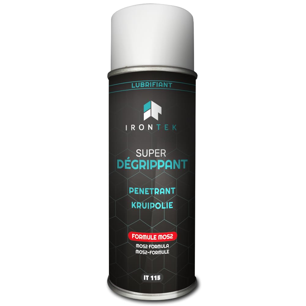 Dégrippant Lubrifiant Pro MoS2 Graphite 400ml - IRONTEK | IT115 | Action Rapide Pénétrante | Débloque Pièces Grippées