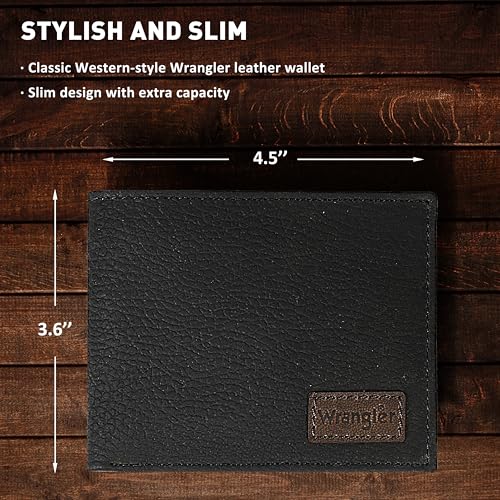 Wrangler Bifold Wallet for Men, Genuine Leather, Gift for Him4