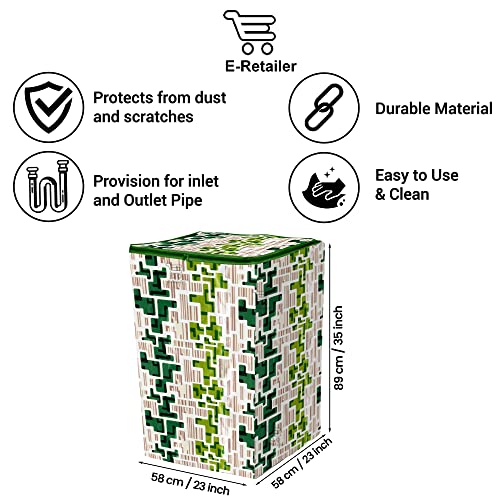Image of Washing Machine Cover for Top Load 5kg to 7.5kg | Light Weight Dustproof Polyester Cover with Zip Enclosure | Fully Automatic Washer Protector Indoor Outdoor Use- Size 23x23x35 inch