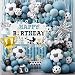 Soccer Birthday Party Decorations Kit for Boys, American Soccer Birthday Party Supplies Set, Soccer Football Party Decor with Backdrop Tablecloth Cake and Cupcake Toppers for Kids Boys Party Decor