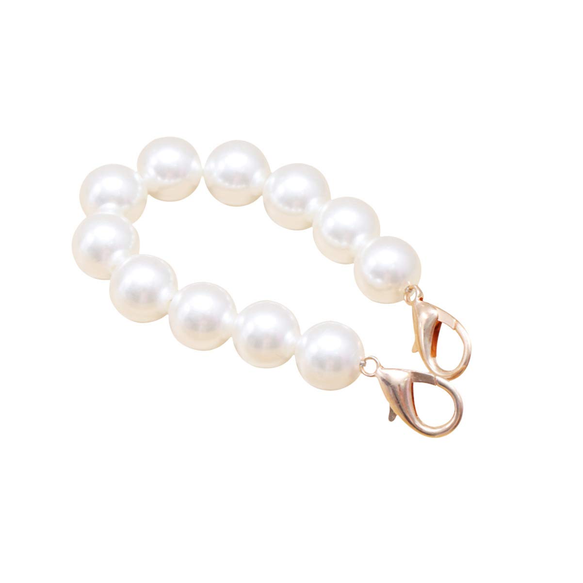 HEALLILY Simulated Pearl Handle Strap 26cm White Simulated Pearls Bag Replcaement Chains Handbag Handles Straps for Purse Basket Making