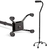 Medline Aluminum Quad Cane with Small Base for Balance, Knee Injuries, Leg Surgery Recovery & Mobility, Portable, Lightweight Walking Aid for Seniors & Adults