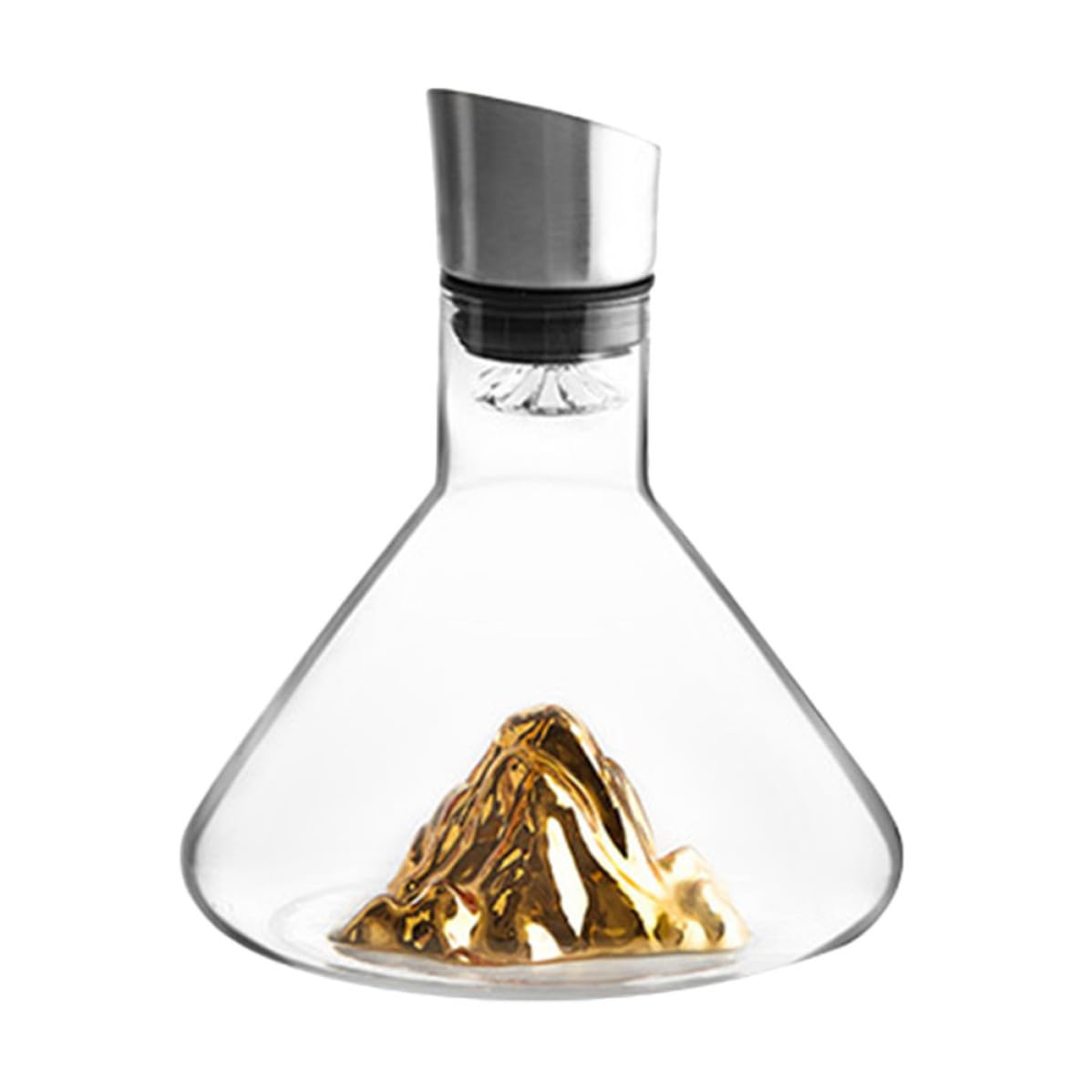 Decanter Design Elegante e Semplice in Cristallo 1500ml per Vino Oro per Aerazione Rapida e Decantazione Professionale a Casa
