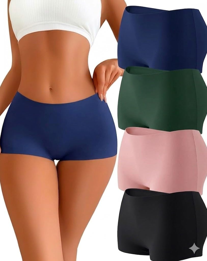 Westonwings Women's Boyshort Panties Ladies Safety Boxer Briefs Anti Chafing Cotton Underwear with Cotton Crotch - Pack of 4-picture-11