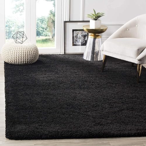 Image of Carpet for Living Room, 5x8 Feet Blue Solid Plain Modern Polyster Luster Shaggy Ultra Thick and Pluffy Soft Shag Area Rug for Your Bedroom, Kid Room, Office and Home
