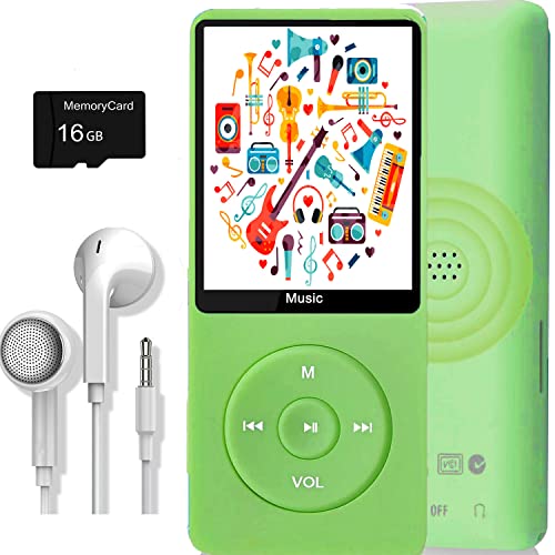Image of MP3 Player, Music Player with 16GB Micro SD Card, Build-in Speaker /Photo /Video Play /FM Radio /Voice Recorder /E-Book Reader, Supports up to 128GB
