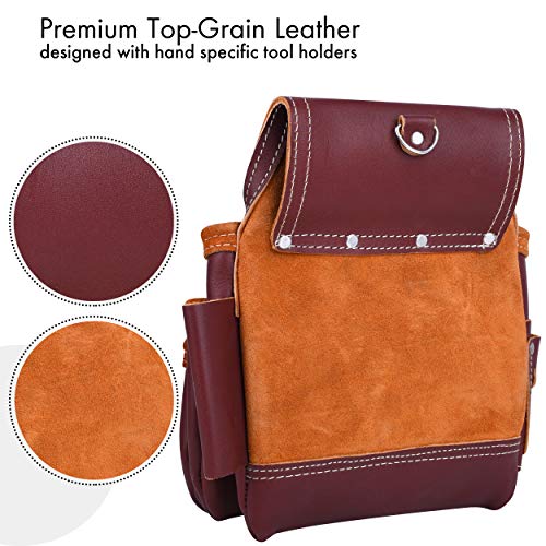 FUERI Full Grain Leather tool belts for men, Heavy-duty Carpenter Tool Rig organizer with 17 Pockets pouches, hammer holder, 4-Suspender loops, and a foam-padded belt for Framers, and Electricians by FUERI - Image 7