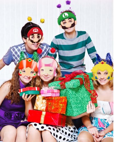 Image of Jolbndcv 12 Pcs Masks, Game Themed Cartoon Role Play Bros Party Favors, Birthday Cosplay Mask Halloween Dress Up Supply