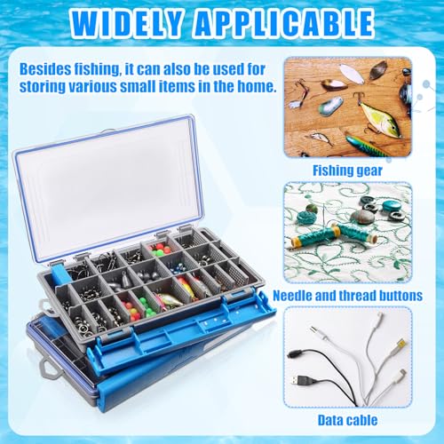 Junkin 6 Pack Cajas de Pesca 3600 Resistentes al Agua, Organizadores Azules con Divisores Removibles, Caja Estanca para Señuelos para Mochilas de Pesca y Equipos de Kayak miniatura 5
