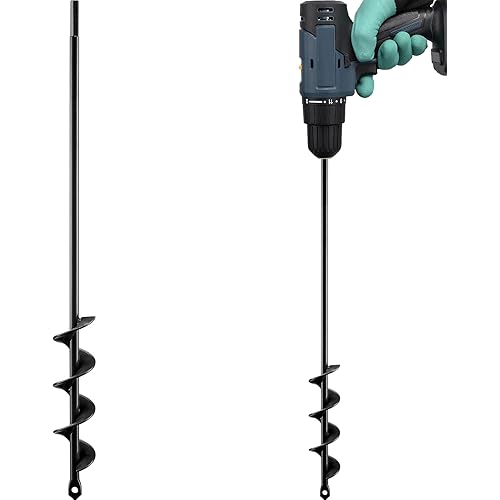 Auger Drill Bit for Planting, 1.6 x 16.5 Inch Garden Auger Spiral Drill Bit for 3/8" Hex Drive Drill Bulb Planter Tool for Post Hole Planting Flower Bulb Auger,Bedding Plants, Umbrella Holes Black
