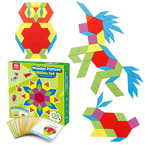 Coogam Wooden Pattern Blocks Set