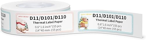 NIIMBOT D11 - Cinta para etiquetadora adaptada, papel de impresión de etiquetas estándar laminada para oficina, repuesto de color puro (invierno,