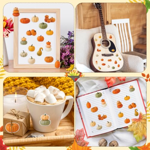 Image of Fall Pumpkin Self Adhesive Easy Peel Sticker for Laptop Scrapbook | 16 Realistic Fall Harvest Designs Waterproof Vinyl Strong Adhesion No Residue for Journals Water Bottles Water Bottle