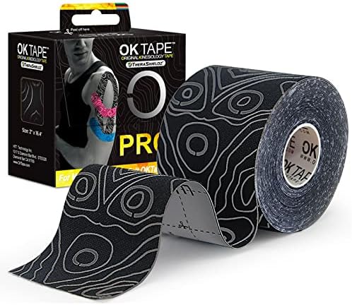 OK TAPE PRO Kinesiology Tape, 2inch x Long Roll 16ft Free Cut Tape, Elastic Athletic Tape Therapeutic Latex Free, Black+Black
