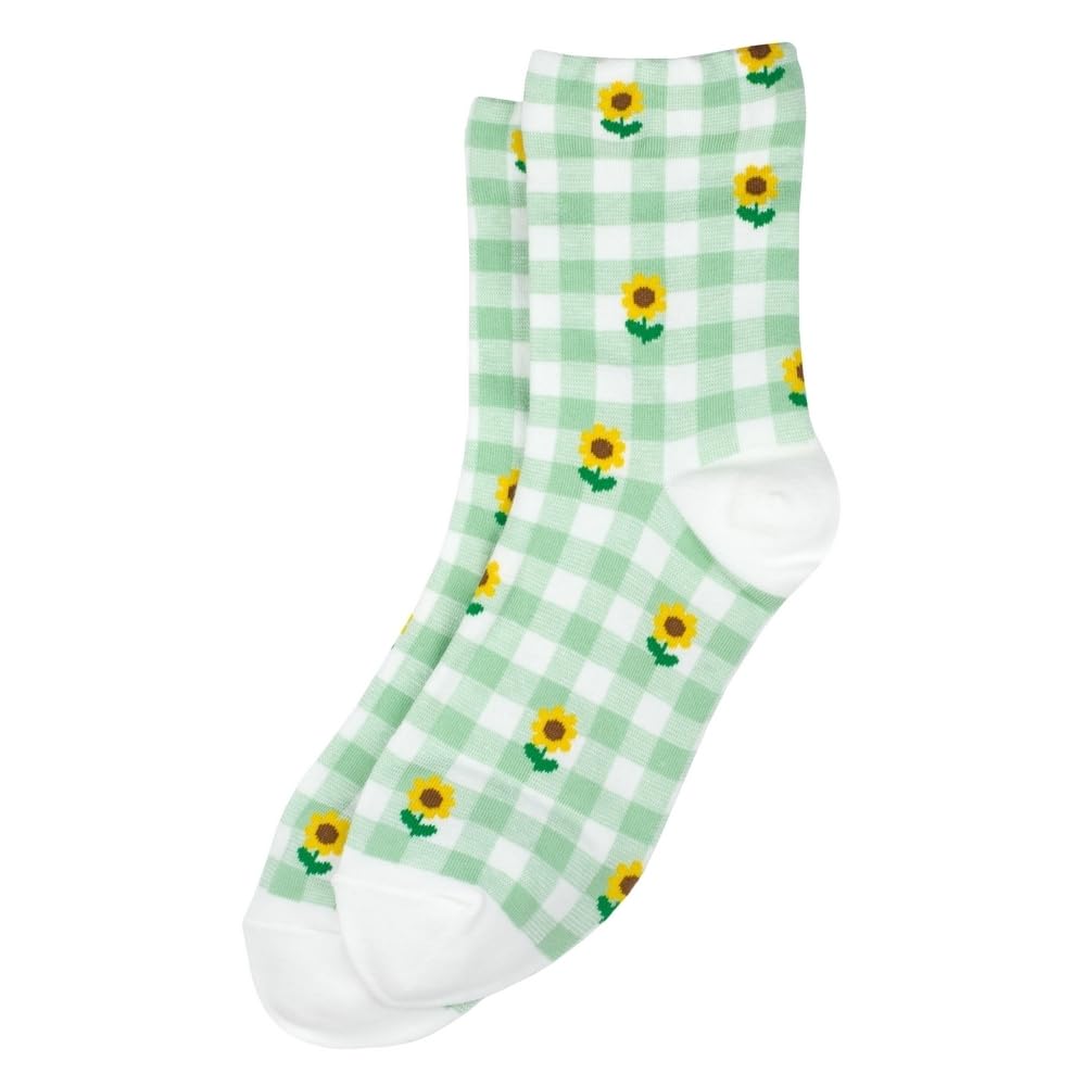 JOE COOL Womens & Young Mens Cotton Blend Novelty Socks Picnic Sunflower Green