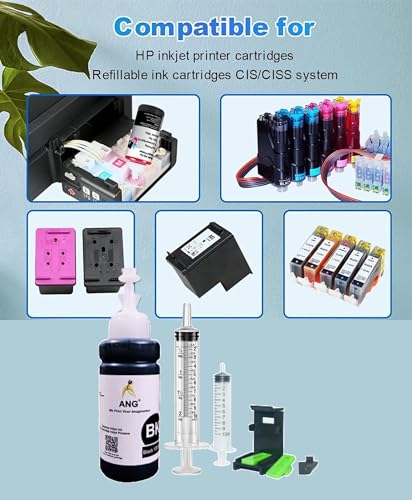 Image of ANG All-in-one Printer Refill Compatible for h.p 680, 678, 802, 803, 805, 901, 818, 21, 22, 27, 28, 46, 56, 57, 680, 685 (100g Ink 1 Suction Tools 1 Syringe)