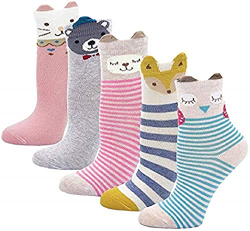 Image of R&D Girls|Boy's Cotton Socks Cute Animal Cartoon Socks Dog Cat Pattern Socks For Kids (Multicolour, Pack of 03)