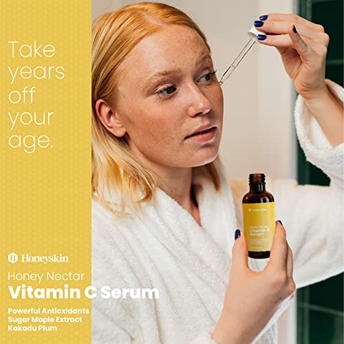 Honeyskin Vitamin C Serum For Face - Under Eye Serum - Dark Spot Corrector For Face - Anti Wrinkle And Acne Serum - Hydrating Facial Serum And Dark Circles Under Eye Treatment With Manuka Honey (1Oz) #TOP6
