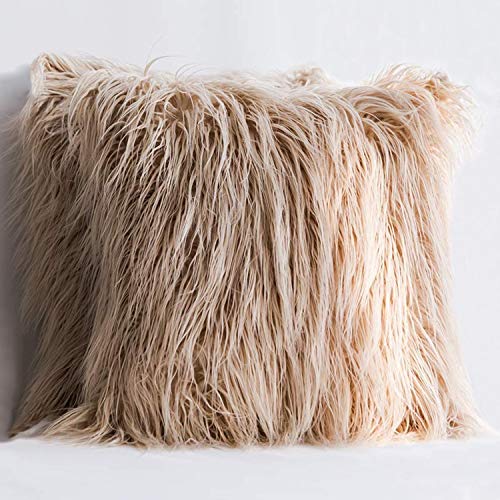 Ewolee Fundas de cojín de piel sintética 2 piezas de fundas de cojín decorativas suaves fundas de cojín de 457 x 457 cm fundas de almohada para salón sofá dormitorio con cremallera invisible (marrón)
