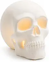 Luminária Caveira Decorativa Branca com Vela LED Inclusa, Porta Vela Skull, Decoração Halloween, Quarto Gamer, Presente Criativo