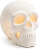 Luminária Caveira Decorativa Branca com Vela LED Inclusa, Porta Vela Skull, Decoração Halloween, Quarto Gamer, Presente Criativo