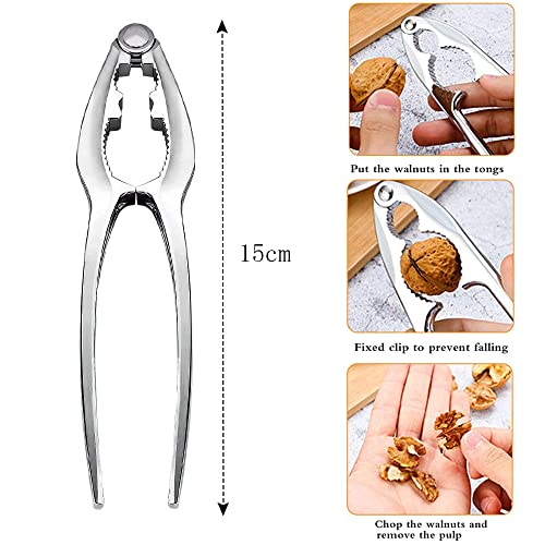 Foto von Tuofang 2PCS Nussknacker Walnüsse, Nussknacker, Hochwertiger Nussknacker aus Edelstahl, für Geeignet Nüsse oder Schalentiere (Silber)