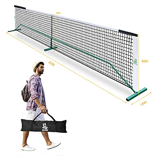 Kl Klb Sport Portable Pickleball Net System Regulation Size Net Set 22Ft For Indoor And Outdoor, Designed For All Weather Conditions With Steady Metal Frame, Strong Pe Net And 600D Carrying Bag #TOP5