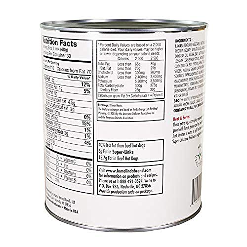 Loma Linda Vegetarian Super Links, 96 Ounce