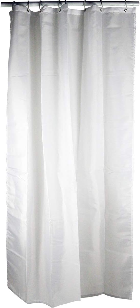 EVIDECO French Home Goods White Stall Shower Curtain Half Size Polyester 8 Rings 72" L x 48" W