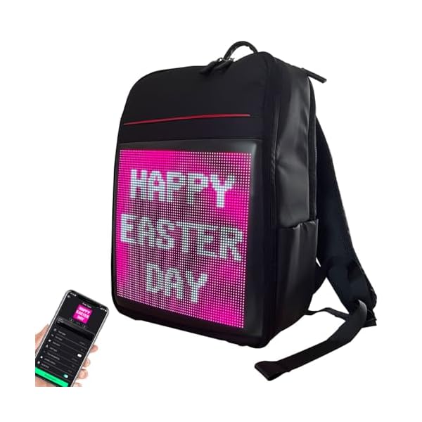 Welaso Smart Bluetooth LED Backpack with Colorful LED Sign Panel and Programmable, DIY Laptop Daypack Bag,Black (Large 25L,without Rain Cover)