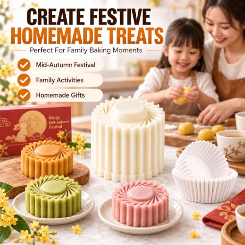 Sunflower Patterned Round Hand Press Mooncake Mold,Double Ended Pastry Mold - image 9