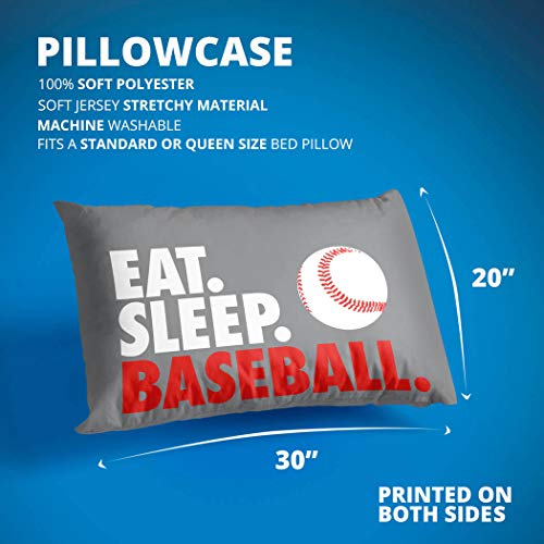 Eat Sleep Baseball Pillowcase | Baseball Pillowcase Home Decor | Gray #TOP1