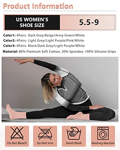 Yeug Pilates Grips Socks For Women, Non Slip Socks For Yoga, Barre, Dance, Hospital, Workout Anti Skid Crew Socks #TOP4