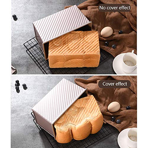 Tinleja Loaf Pan With Lid For Baking Bread/Meat Loaf/Toast- Non Stick Bakeware Mould With Cover - Golden Corrugated Carbon Steel With Lid For Oven Baking #TOP5