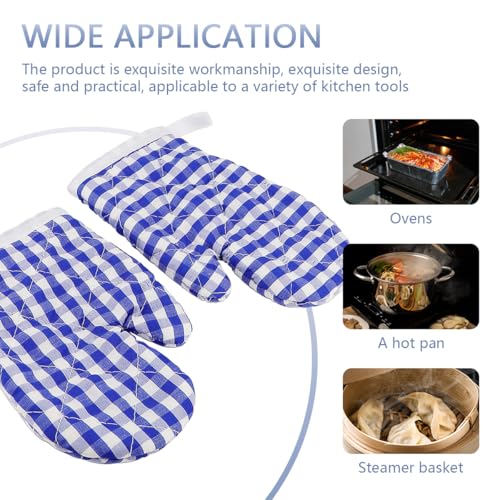 FERCAISH 1 Pair Children's Cooking Gloves, Toddler Kitchen Gloves, Checkered Baking Gloves, Cooking Oven Gloves - Image 3