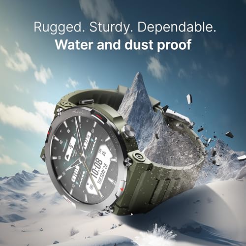 Image of CrossBeats Everest Smart Watch for Men 1.43 inch True AMOLED, Always ON Display Bluetooth Calling Rugged Outdoor Military Standard Certified Upto 15 Days Battery Life Smartwatch 100+ Sports Mode (Green)