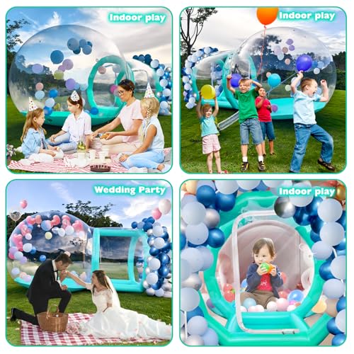 Tente dôme gonflable transparente avec souffleur et pompe, PVC durable de qualité commerciale pour fêtes d'enfants, événements de jardin et utilisation commerciale