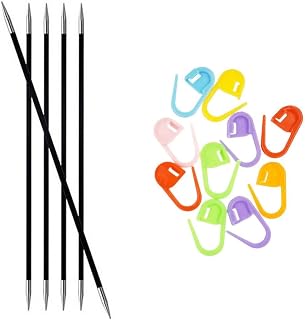 Knitter's Pride Karbonz Knitting Needles DPN Double Pointed 6 inch (15cm) Size US 2.50 (3.00mm) Bundle with 10 Artsiga Crafts Stitch Markers 110109