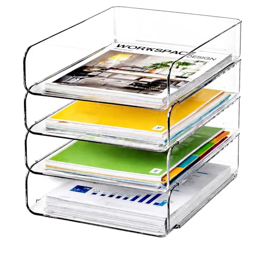 DCA-4-Tier-Clear-Desk-Organizer-Stackable-Paper-Tray-Desktop-File-Sorter DCA 4 Tier Clear Desk Organizer, Stackable Paper Tray, Desktop File Sorter - Image 1