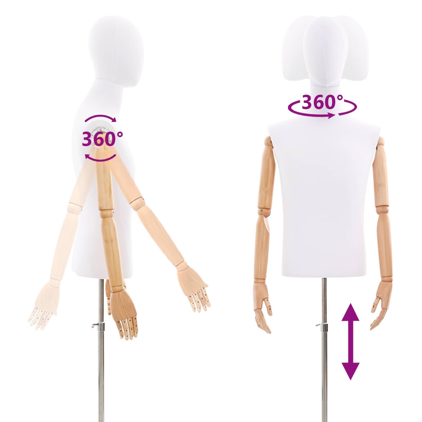 vidaXL Verstellbarer Mannequin 170-218 cm mit Standfuß Männlich PP