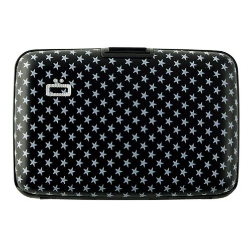 Image of OGON -DESIGNS- Aluminum card holder, RFID Protection against fraud and demagnetization, Compact wallet, Smart Case STOCKHOLM V1 model (Stars)