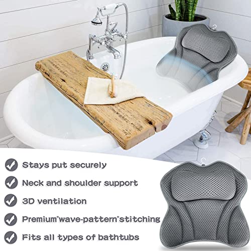 Badewannenkissen,Badekissen als Nacken & Nackenkissen Badewanne, mit 4D-Air-Mesh-Technologie,Nacken und Rücken in der Badewanne mit 6 Saugnäpfen, Badewannen kopfstütze für Home Spa (A)