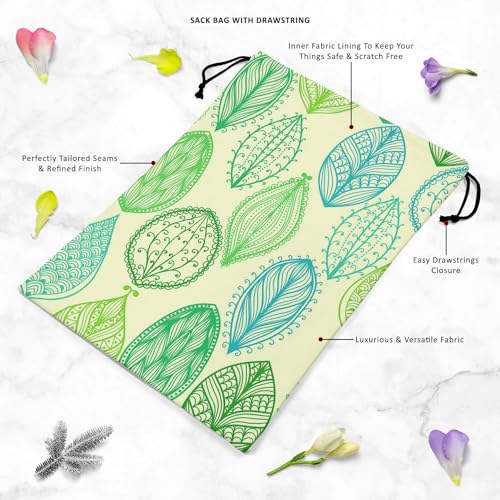 Image of ArtzFolio Vintage Ornate Leaves | Reusable Sack Bag | Bag for Gym, Storage, Vegetable & Travel