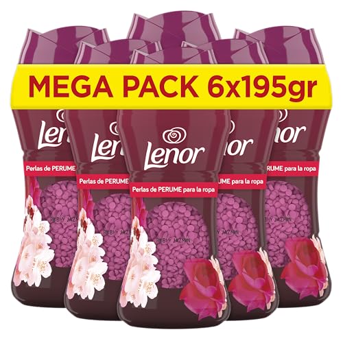 Lenor UNstoppables Perlas de Perfume para la Ropa, 96 Lavados (6 x 195g), Suavizante con Fragancia Rubi y Jazmin, Potenciador de Frescor