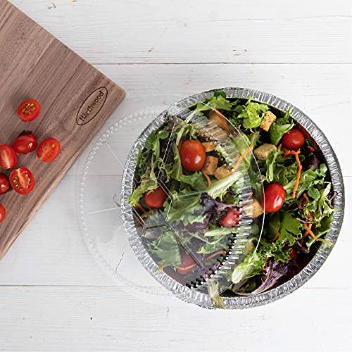 Party Bargains [40 Pack 9 Inch Round Heavy Duty Disposable Aluminum Pans With Clear Plastic Lids. For Baking, Roasting. Bbq, Perfect In Kitchen, For Takeout Food, Catering, Picnic, Camping #TOP5