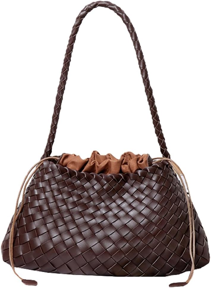 Woven Hobo Bags for Women Suede Woven Tote Bag Trendy Bucket Purse Underarm Shoulder Bag Vintage Handbag Retro Clutch Purses