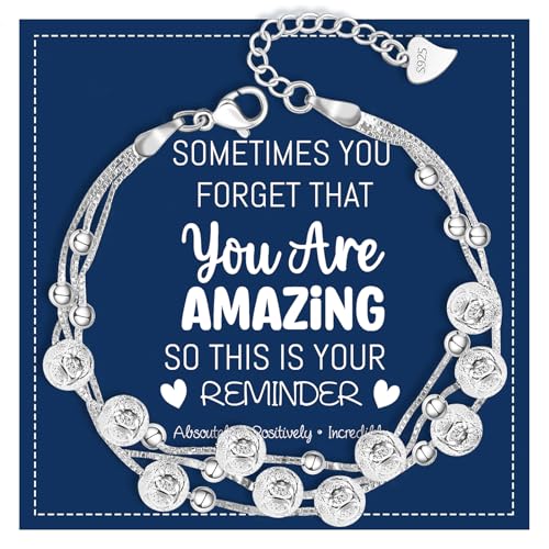 QianSiLi 925 Sterling Silver Charm Bracelet for Women Adjustable Beaded Layered Bracelets Silver Jewelry Gift for Women Teen