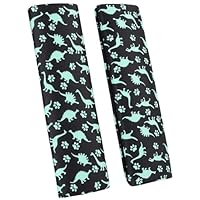 URAQT 2 Stück Gurtpolster Auto Kinder, Auto Gurtpolster Gurtschutz mit Dinosaurier Dino Motiv, Schutzkissen und Samtbeutel Groß für mehr Komfort auf der Reise (Schwarzer Dinosaurier)